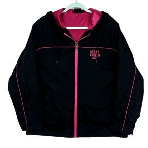 Black Pink Windbreaker Jacket Hood Zip GRAND CANYON WEST Womens SZ XL Outdoors